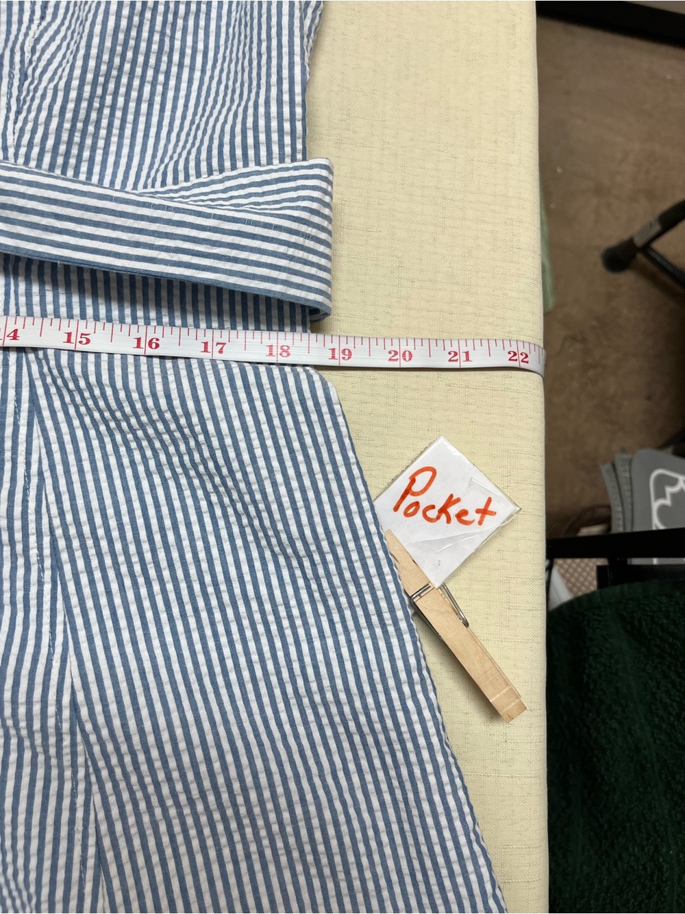 Anne Klein size 12 seersucker blue white midi shirt dress - Picture 5 of 16